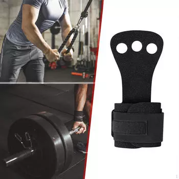 Подъемные ремни для запястий Рукоятки Прочные подтягивания Перчатки для тяжелой атлетики Крюки для пожимания плечами чёрный