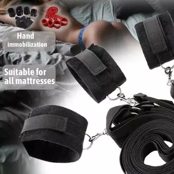 Под кроватью БДСМ связывание система ремней ограничения наручники лодыжки запястья наручники взрослые игрушки для пар A