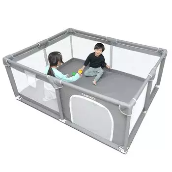 [Под присмотром воспитателя] Детский манеж, сетка, детское ограждение (светло-серый, 120см160см) ТАОТАО