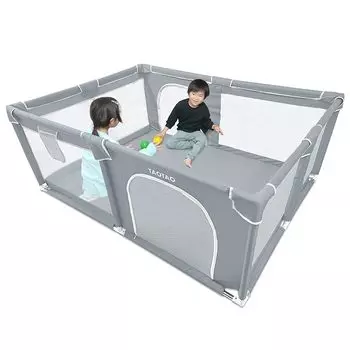 [Под присмотром воспитателя] Детский манеж, сетка, детское ограждение (светло-серый (2 двери), 120см160см) ТАОТАО