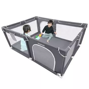 [Под присмотром воспитателя] Детский манеж, сетка, детское ограждение (темно-серый (2 двери), 120см160см) ТАОТАО