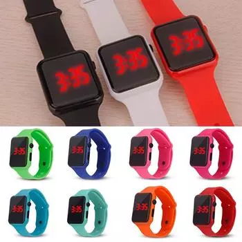 Подарки, аксессуары для одежды, часы для детей, спортивные модные водонепроницаемые детские светодиодные часы, цифровые электронные уникальные часы розы красного