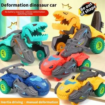 Подарки Динозавр инерционный автомобиль для мальчиков и детей, деформационный автомобиль-динозавр, игрушка-трансформер, раздвижной автомобиль ручной работы синий
