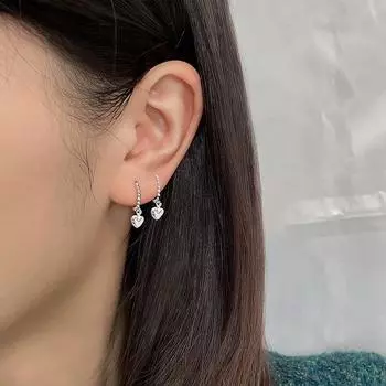 Подарки для девочек Простые темпераментные женские серьги-кольца Корейские серьги-гвоздики Украшения для ушей Сердце серебряный