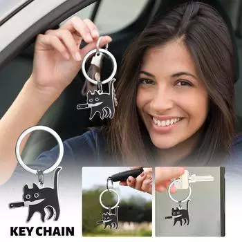 Подарки для любителей кошек, Брелоки для мужчин и женщин, Брелоки с кошками, Забавные подарочные корзины, Наполнители корзин для подростков, мальчиков и девочек One Size чёрный