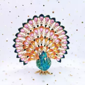 Подарки для рукоделия Эмаль Открытый экран Павлин Маленький домашний орнамент Эмалевая цветная шкатулка для украшений
