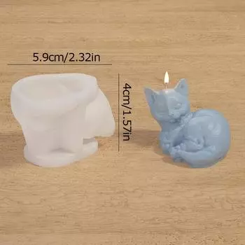 Подарки для украшения дома Милая кошка Силиконовая форма 3D Форма для свечи в виде домашней кошки Сделай сам Форма для ароматерапевтической свечи AVE