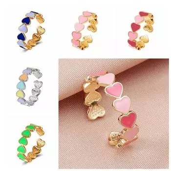 Подарки для женщин и мужчин, эмалированные кольца на удачу, капающее масло, ретро богемные регулируемые кольца с сердцем любви, открытие