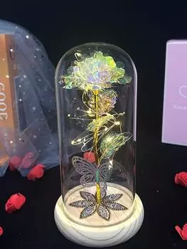 Подарки для женщин, подарки на день рождения, галактика, акриловая роза, хрустальный цветок, подарок, светящаяся роза в стеклянном куполе, искусственный цветок, идеи розы, подарок для мамы, сестры фиолетовый