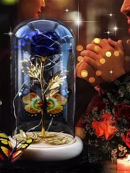 Подарки для женщин Стеклянная роза Вечный хрустальный цветок Подарок на день рождения Роза в стеклянном куполе с бабочкой для мамы Сестра День матери Рождественские подарки горячий розовый