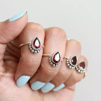 ПОДАРКИ ДЛЯ МАМЫ • Кольцо для мамы • Изящное именное кольцо из стерлингового серебра, серебра, розового серебра • Подарок бабушке • Free Size (5 Pcs ) красный