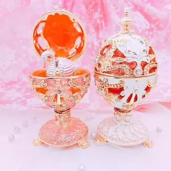 Подарки из эмалевого сплава, шкатулка для украшений, украшение для дома, лебедь, яйцо белый