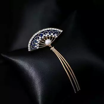 Подарки Капающие масляные украшения Аксессуары Женская брошь Булавка для воротника в китайском стиле Эмалевые веерные броши White-A