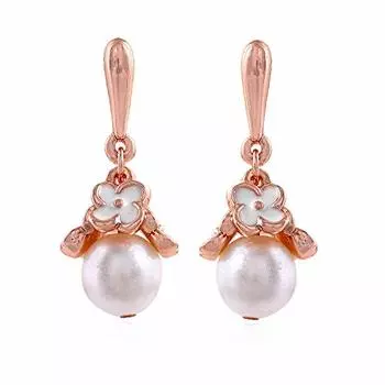 Подарки ко Дню святого Валентина девушке/жене: Estele 24-каратное розовое золото с покрытием из белой эмали и цветком, очаровательные серьги-подвески для девочек и женщин