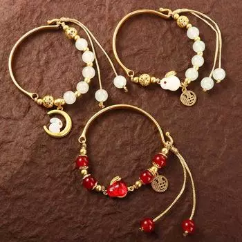 Подарки Кролик Подвеска Имитация Браслет в китайском стиле Ручная веревка Модные украшения Женский браслет A