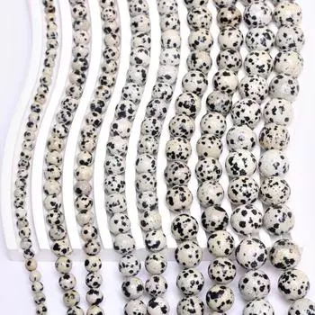Подарки, круглые свободные бусины для рукоделия, крапинки, 40-15 шт./пакет, 4, 6, 8, 10, 12 мм, для изготовления ювелирных изделий, браслет из далматинской яшмы, браслет «сделай сам», бусины из натурального камня 4mm