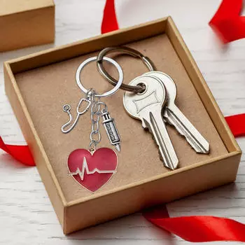 Подарки медсестре, подарок на неделю медсестры, брелок на день святого Валентина, брелок для ключей белый