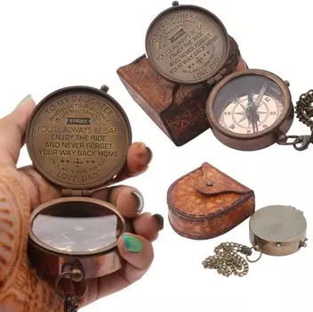 Подарки моей дочери от папы, компас из цельной латуни с гравировкой, подарки на крещение S коричневый