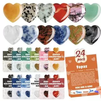 Подарки на День святого Валентина для детей, мальчиков и девочек, в форме сердца, искусственные целебные кристаллы с открытками для вечеринок, обмен подарками A