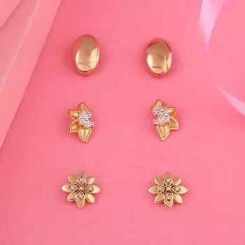 Подарки на день святого Валентина для подруги Estele - комплект позолоченных серег-гвоздиков