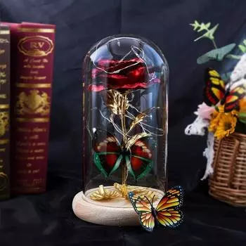 Подарки на День святого Валентина Стеклянная вечная роза Подарки для женщин Разноцветная роза в куполе на ее день рождения Подарки для женщин Подарки жене на годовщину свадьбы Подарки золотой