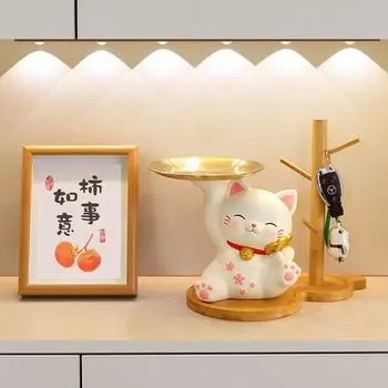 Подарки на новоселье, простой в использовании держатель для ключей, украшения в виде кошки на удачу, подставка для хранения, настольные украшения 2