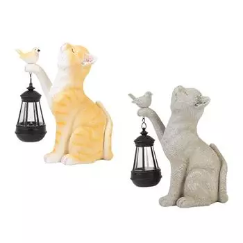 Подарки на солнечных батареях для кошек, современные поделки с солнечными фонарями, статуэтка кошки на открытом воздухе, фигурка кошки для сада, патио, двора, подарки на новоселье оранжевый