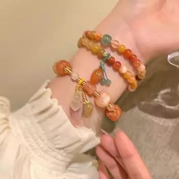 Подарки ручной работы в китайском стиле, красочные браслеты из бисера для женщин, винтажные бусины из натурального камня, браслет-браслет, ювелирные изделия
