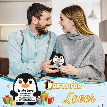 Подарки с надписью «Я люблю тебя» для нее и него, вязаные крючком животные ручной работы, позитивный пингвин, подарки с надписью «Я люблю тебя» для женщин и мужчин, подарок на день рождения и годовщину ко дню святого Валентина