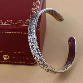 Подарки Удачи Открытые Браслеты Сутра Сердца Мужские Браслеты Серебряные Браслеты Мужские Браслеты На Руку Мужские Браслеты серебряный