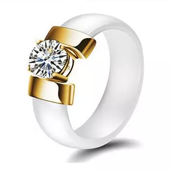 Подарки ювелирных изделий роскошного черно-белого керамического кольца кристаллического титана стальные для пары 6 белый