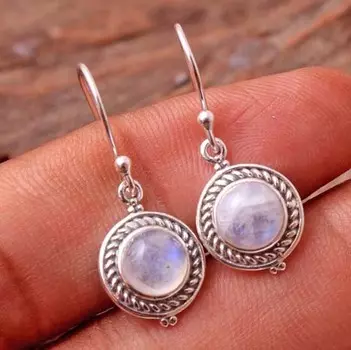 Подарки ювелирных изделий серебра 925 сережек лунного камня серебряных ювелирных изделий шарма для нее