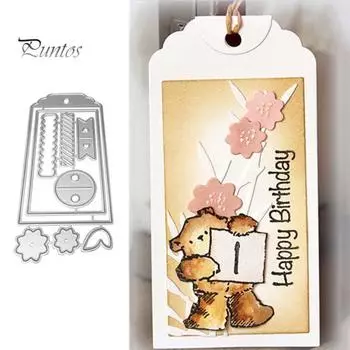 Подарочная бирка, этикетка, металлические штампы для резки, сделай сам, скрапбук, бумажная карта, фотодекор, трафарет серебряный