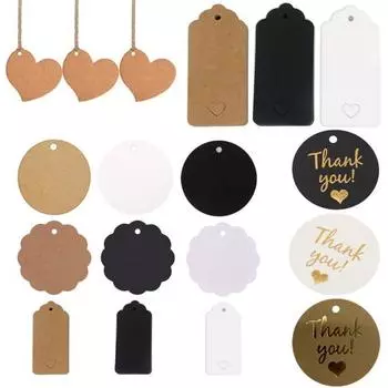 Подарочная бирка с 20 м джутовым шпагатом, круглая/сердце/прямоугольная форма, пустой дизайн, сделай сам, толстая свадебная бирка на День благодарения, рождественские поделки, сувениры для вечеринки G