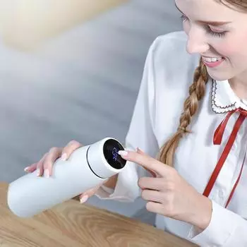 Подарочная чашка для измерения температуры, 380 мл, из нержавеющей стали 304, умная изоляционная чашка, женская 380ml белый