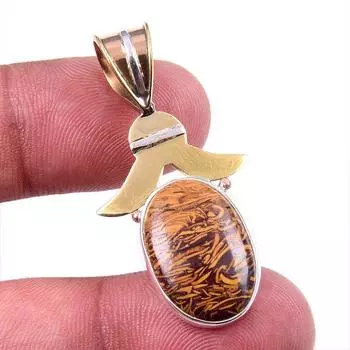Подарочная двухцветная подвеска из чистого серебра 925 пробы Natural Maryam Jasper 1,50 дюйма Y2P01