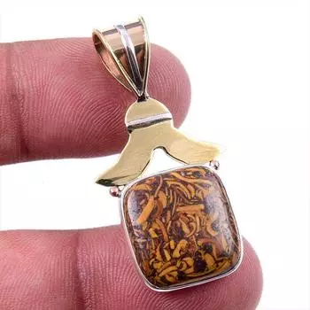 Подарочная двухцветная подвеска из чистого серебра 925 пробы Natural Maryam Jasper 1,50 дюйма b8f46