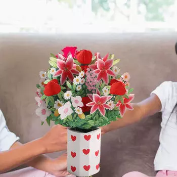 Подарочная карта ко Дню матери 3D поздравительный букет из бумажных скульптур на юбилей Tulip bouquet