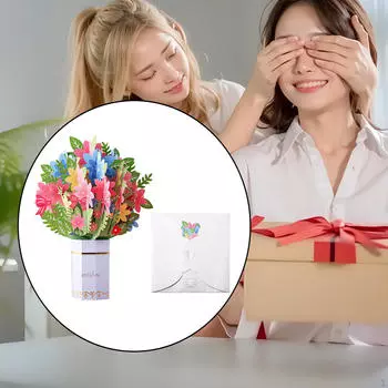 Подарочная карта ко Дню матери Букет Бумажная скульптура Всплывающее окно для торжеств 217x167mm_cherry blossom