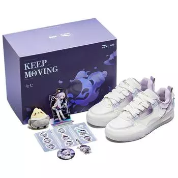 Подарочная коробка Anta Genshin Impact X Aojie Qiqi Collaboration Прочные сбалансированные легкие низкие кроссовки мужские кроссовки белые фиолетовые 112518040X-1 39