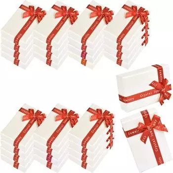 Подарочная коробка AZNABLE, прямоугольная белая упаковка для ожерелья, набор из 30 штук