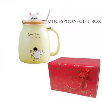 Подарочная коробка Цветной кот Термостойкая кружка Кружка для кофейной чашки Термокружка для переноски Рождественские кружки Бесплатная доставка Посуда для напитков Чашки 450ml