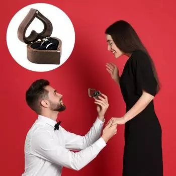 Подарочная коробка для колец с прозрачным окошком вмещает 2 кольца с мягкой губчатой подкладкой. Винтажная деревянная коробка для подарков на годовщину, день рождения и предложение руки и сердца. A