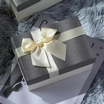 Подарочная коробка с бантом Серая прямоугольная подарочная коробка Свадебный подарок Юбилей День рождения День святого Валентина Подарочная коробка