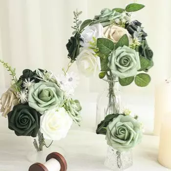 Подарочная коробка, содержащая искусственный цветок розы из пенополиэтилена со стеблем и листьями, 25 декоративных цветов в тон, подарок на День святого Валентина, 1 коробка One Size