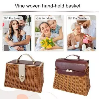 Подарочная корзина с застежкой-качалкой, плетеная корзина из искусственного ротанга с ручкой, подарок на вечеринку A