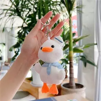 Подарочная кукла брелок утка плюшевые брелки брелок утка плюшевые уточки брелоки плюшевая уточка кулон white-Ordinary chain