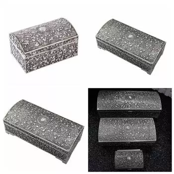 Подарочная металлическая шкатулка для драгоценностей в европейском стиле, винтажная шкатулка для хранения безделушек, прочный портативный сундук для хранения сережек
