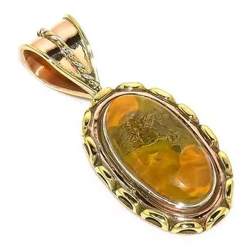 Подарочная подвеска из чистого серебра 925 пробы Natural Ocean Jasper TwoTone 1,50 дюйма V7d68