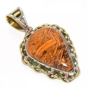 Подарочная подвеска из чистого серебра 925 пробы Natural Maryam Jasper TwoTone 1,50 дюйма z5s39